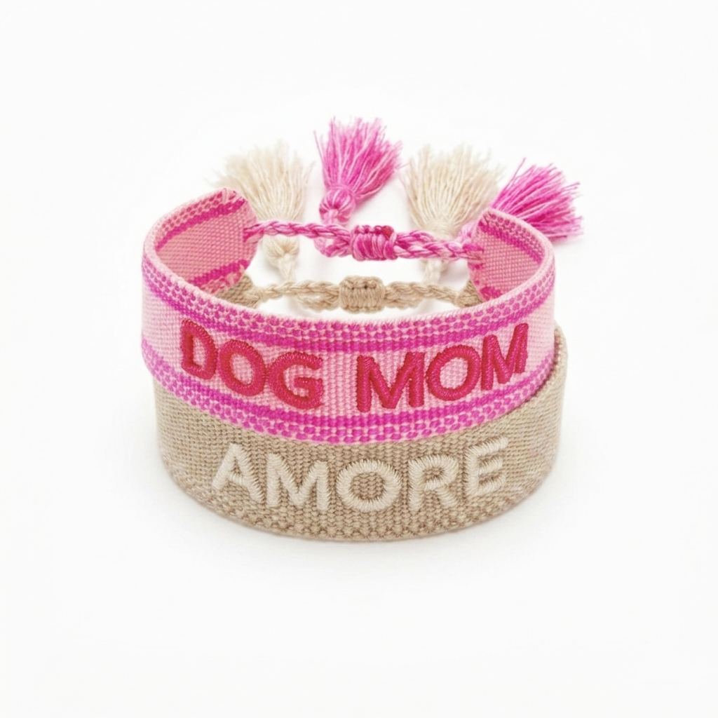 Duo de bracelets assortis “Dog Mom & Amore”