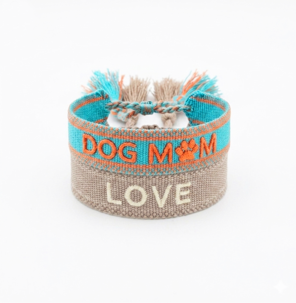 Duo de bracelets assortis “Dog Mom & Love”