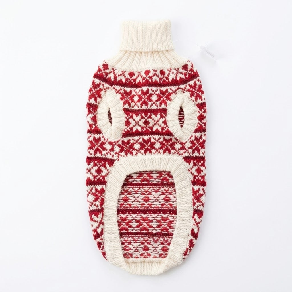 Pull Alpaga Nordique - rouge & ivoire