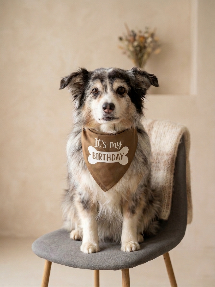 Bandana pour chien “C’est mon anniversaire” | Élégance Pattes & Velours