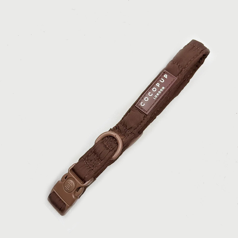Collier Signature Espresso – Collier matelassé élégant pour chien