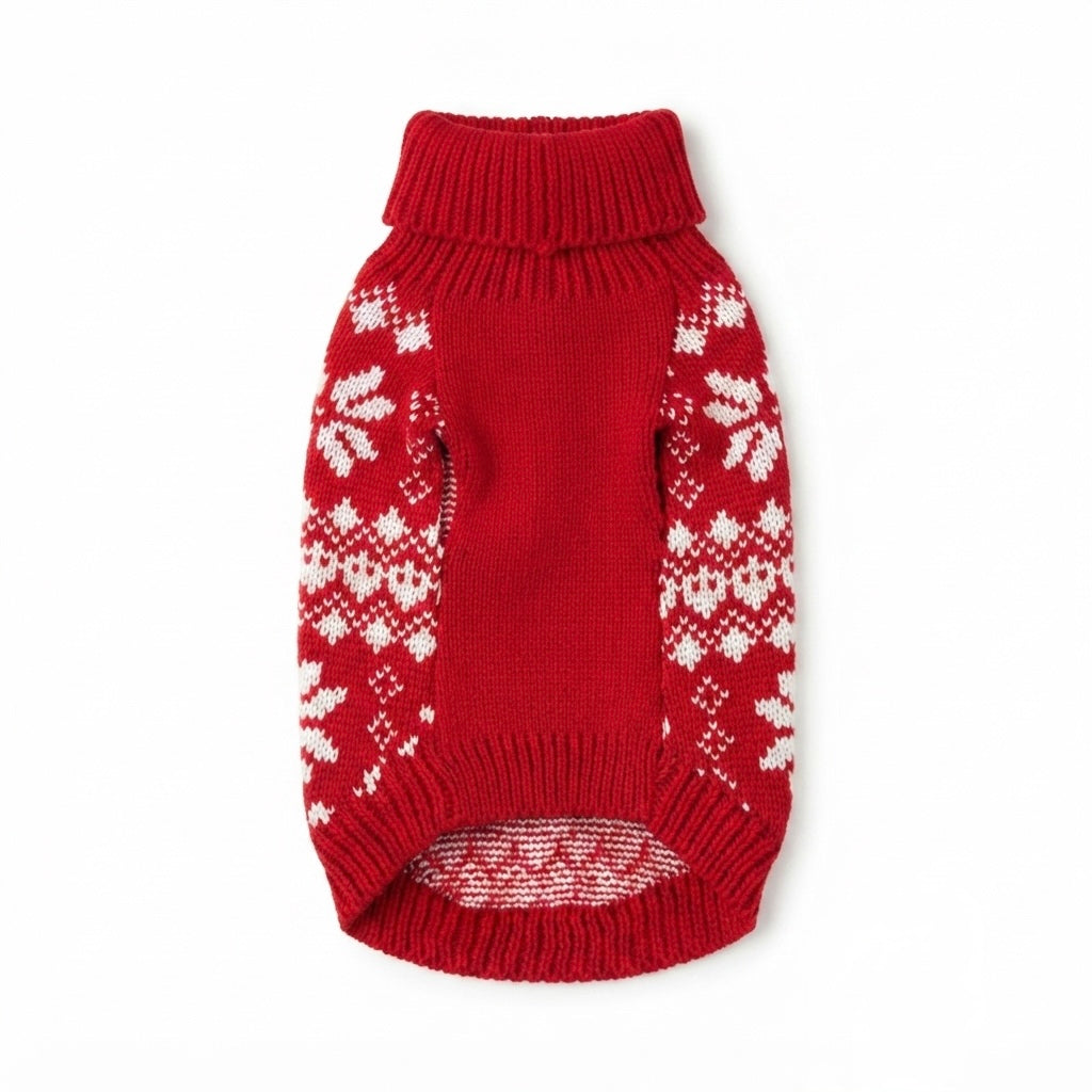 Pull Flocon rouge - pour petits chiens