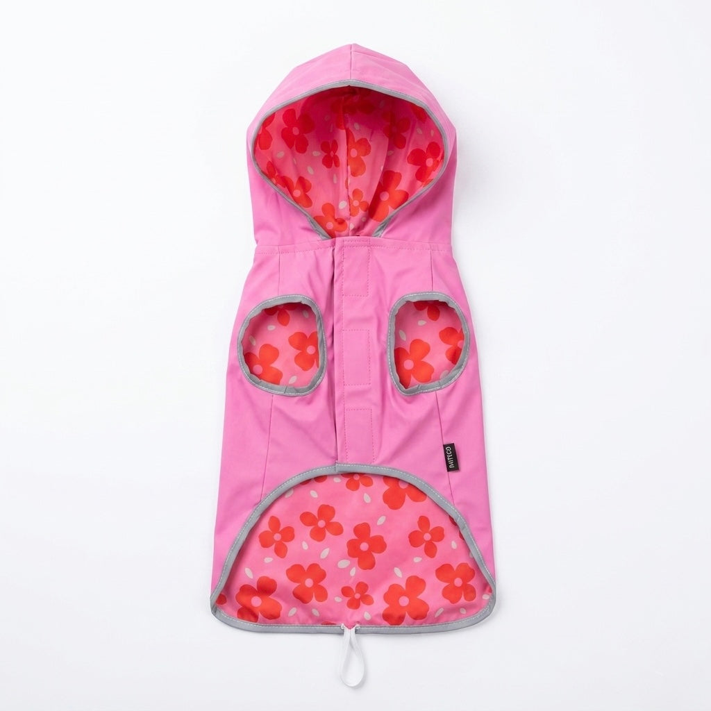 Manteau de pluie réversible pour petit chien – Pluie en fleurs