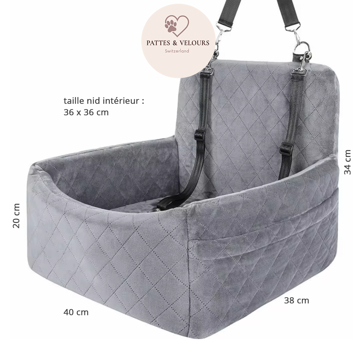 Siège "Nid nomade" - Siège auto confortable et sécurisé pour chien